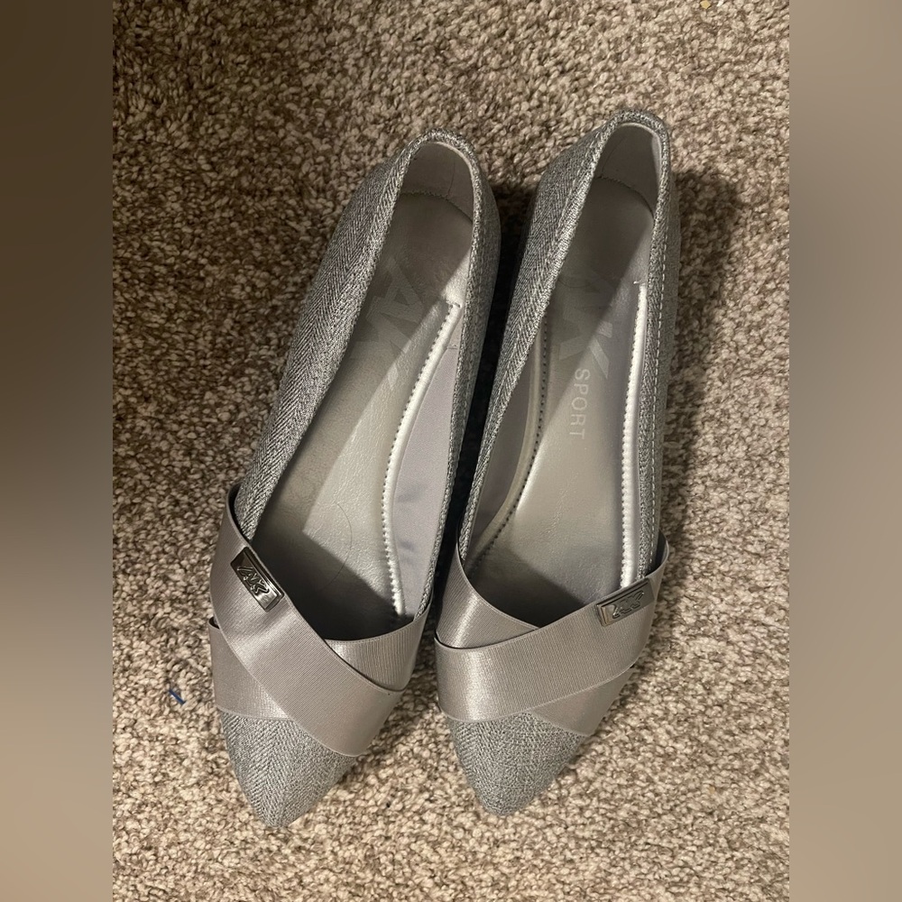 Women's Anne Klein silver flats